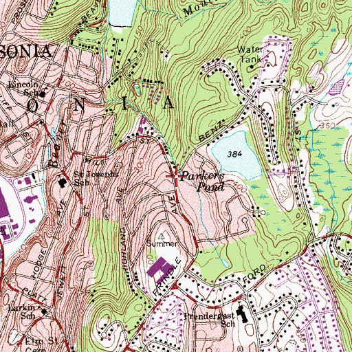 Topographic Map of First Baptist Church of Ansonia, CT