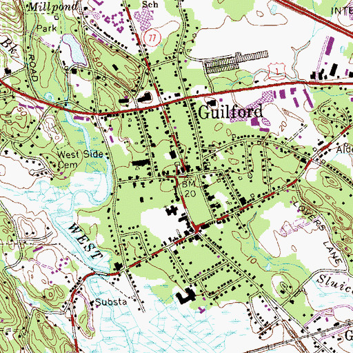 Topographic Map of First Church of Christ Scientist, CT