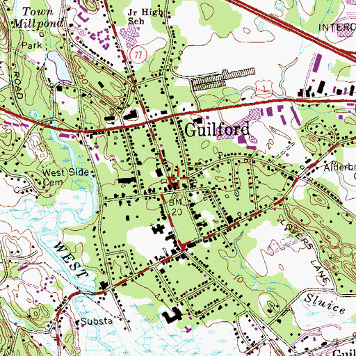 Topographic Map of First Congregational Church, CT