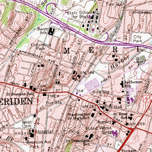Topographic Map of First Congregational Church, CT