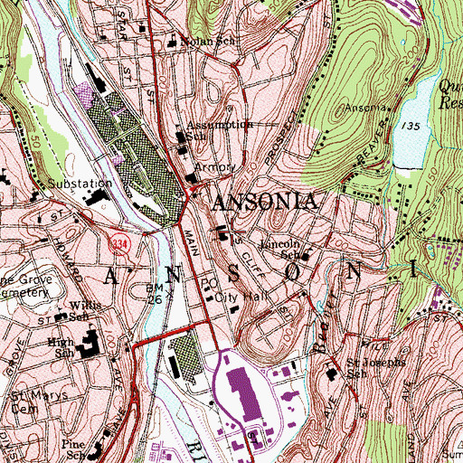 Topographic Map of First Congregational Church, CT