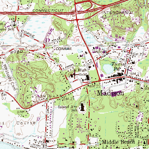 Topographic Map of First Congregational Church, CT