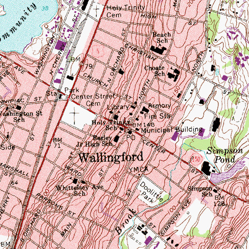 Topographic Map of First Congregational Church, CT