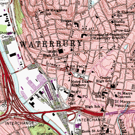 Topographic Map of First Congregational Church, CT