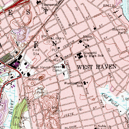 Topographic Map of First Congregational Church of West Haven, CT