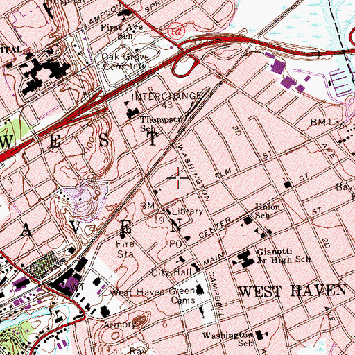 Topographic Map of First Lutheran Church, CT