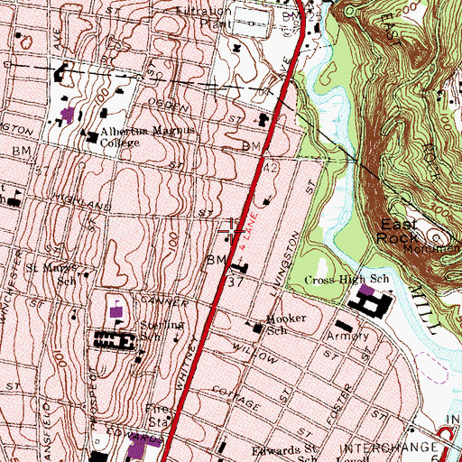 Topographic Map of First Unitarian Universalist Church, CT