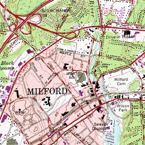 Topographic Map of First United Church of Christ, CT