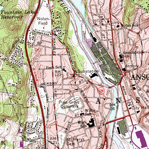 Topographic Map of First United Methodist Church, CT