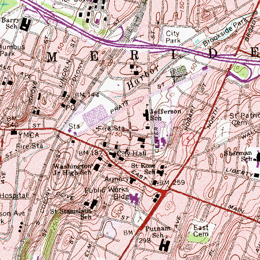 Topographic Map of First United Methodist Church, CT