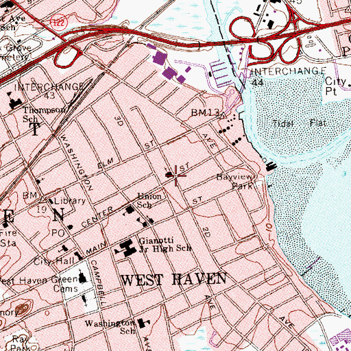 Topographic Map of First United Methodist Church, CT