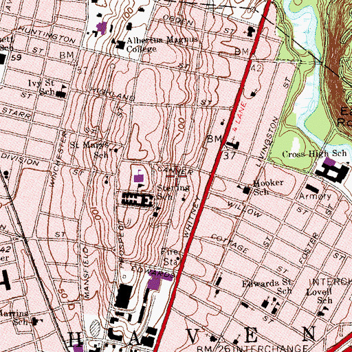 Topographic Map of Fisher Building, CT