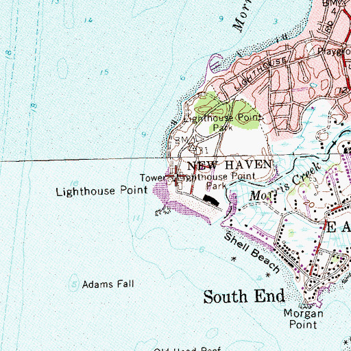Topographic Map of Five Mile Point Lighthouse, CT