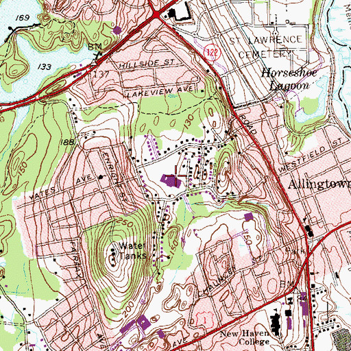 Topographic Map of Forest School, CT