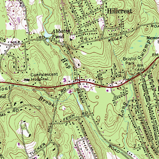 Topographic Map of Four Corners (historical), CT