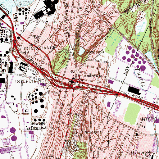 Topographic Map of Four Corners (historical), CT