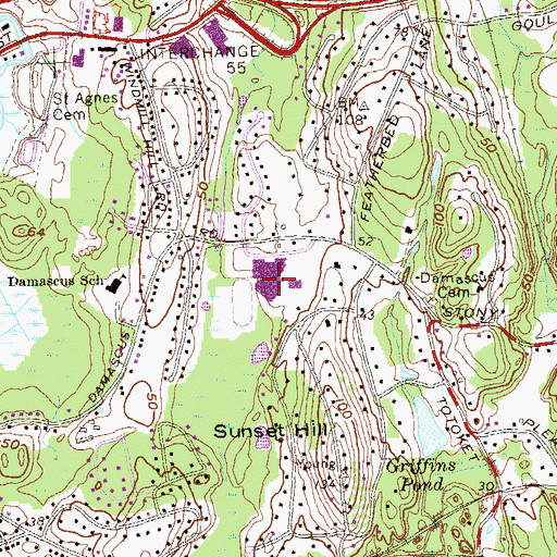 Topographic Map of Francis Walsh Intermediate School, CT