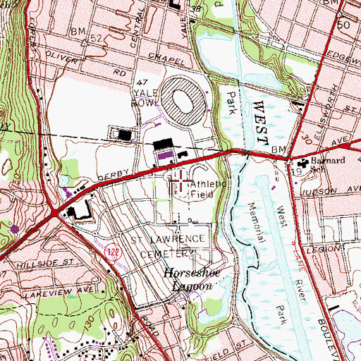 Topographic Map of Frank Field, CT