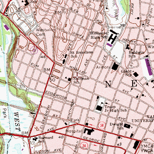 Topographic Map of Gan School, CT