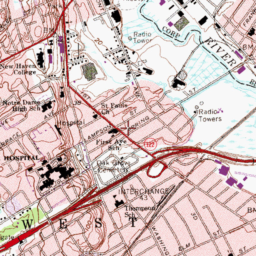 Topographic Map of Gateway Christian Fellowship Church, CT