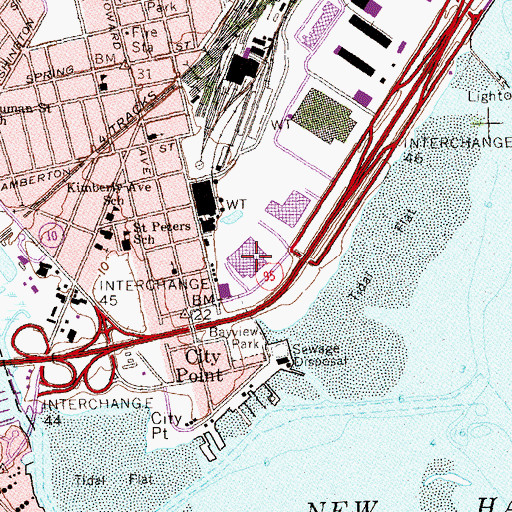 Topographic Map of Gateway Community Technical School, CT