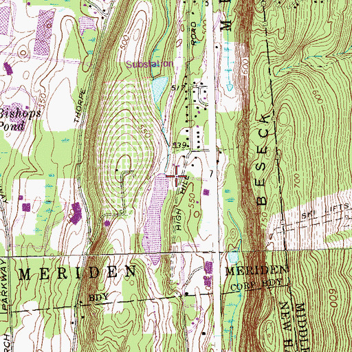 Topographic Map of Giuffrida Memorial Outdoor Center YMCA, CT