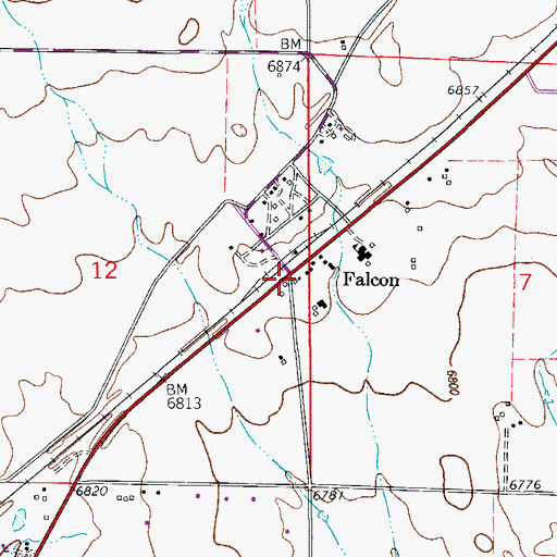 Topographic Map of Falcon, CO