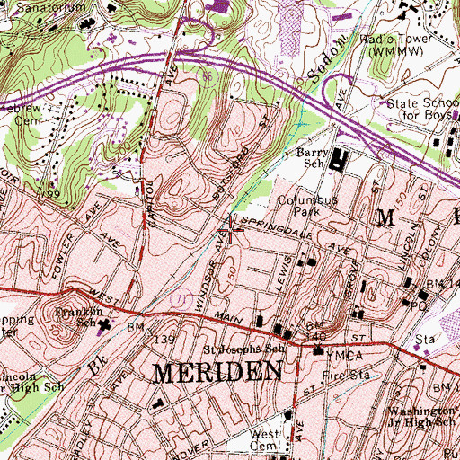 Topographic Map of Grace Baptist Church, CT