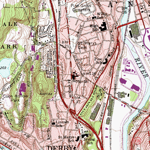 Topographic Map of Griffin Hospital Health Science Library, CT