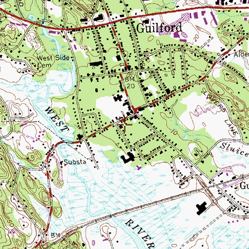 Topographic Map of Guilford Post Office, CT