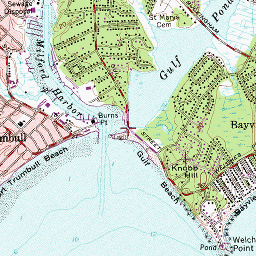 Topographic Map of Gulf Bridge, CT