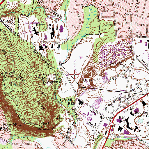 Topographic Map of Hamden City Recycling Center, CT