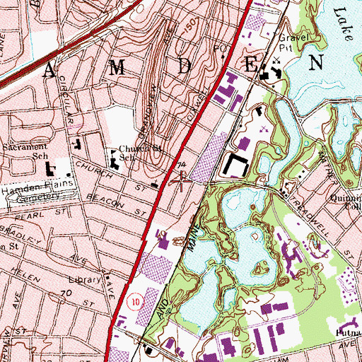 Topographic Map of Hamden Plains United Methodist Church, CT