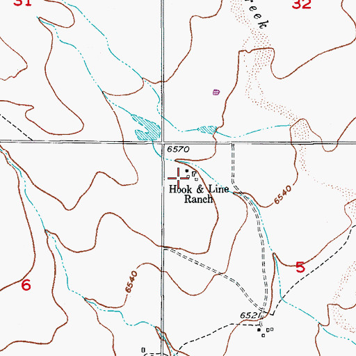 Topographic Map of Hook and Line Ranch, CO