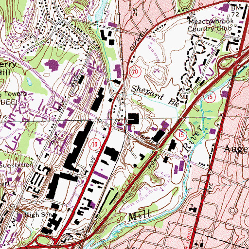 Topographic Map of Hamden Village Fair Shopping Center, CT