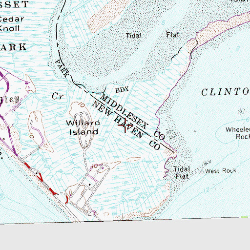 Topographic Map of Hammonasset Natural Area Preserve, CT
