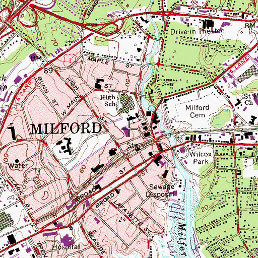 Topographic Map of Harborside Middle School, CT