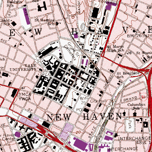 Topographic Map of Harkness Building, CT