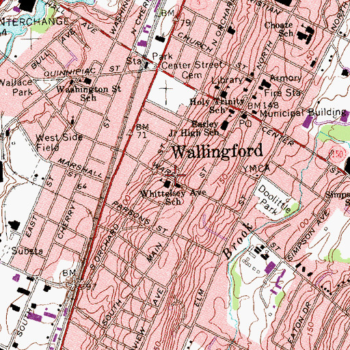 Topographic Map of Heritage Baptist Church, CT