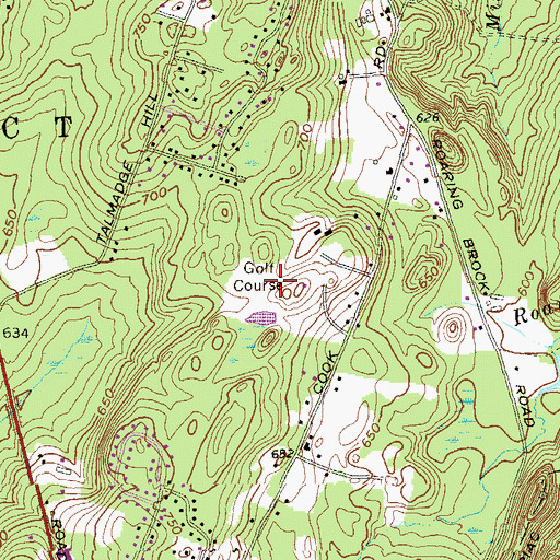 Topographic Map of Highland Greens Golf Course, CT