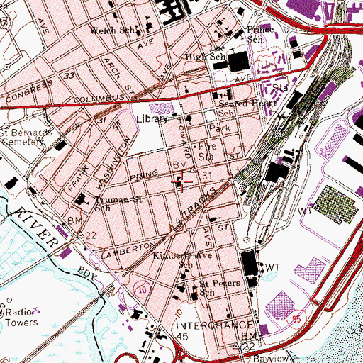 Topographic Map of Hill Central School, CT