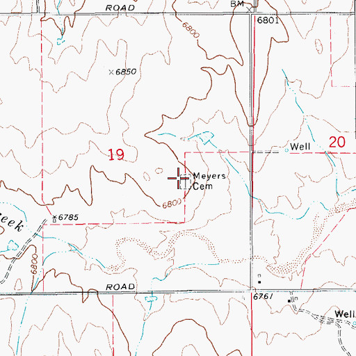 Topographic Map of Myers Cemetery, CO