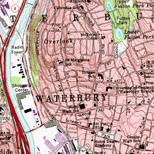 Topographic Map of Hillside Historic District, CT