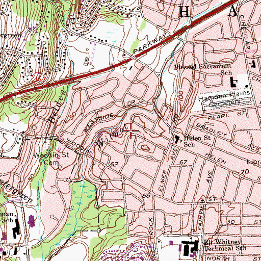 Topographic Map of Holiness Church of Christ Center, CT