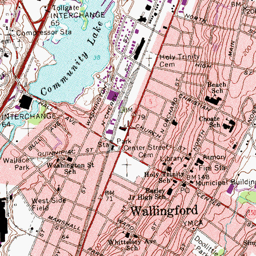 Topographic Map of Holy Trinity Roman Catholic Church, CT