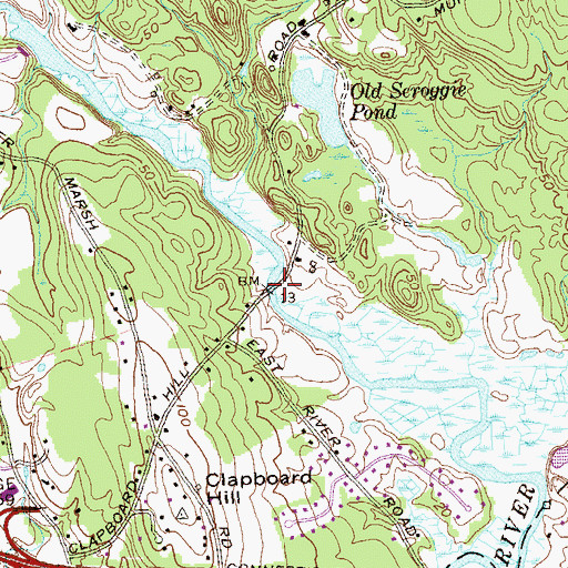 Topographic Map of Howletts Bridge, CT