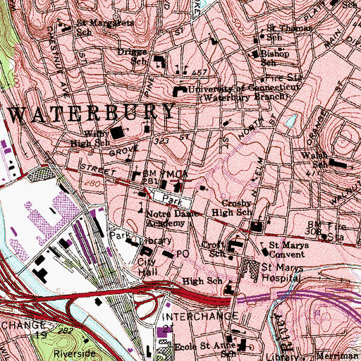 Topographic Map of Immaculate Conception Church, CT