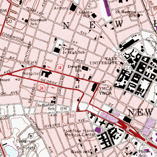 Topographic Map of Immanuel Baptist Church, CT