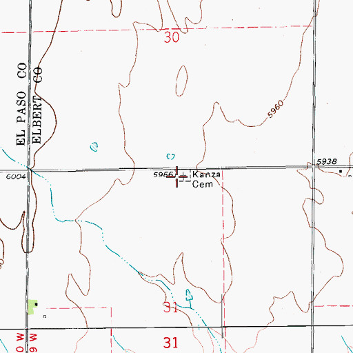 Topographic Map of Kanza Cemetery, CO