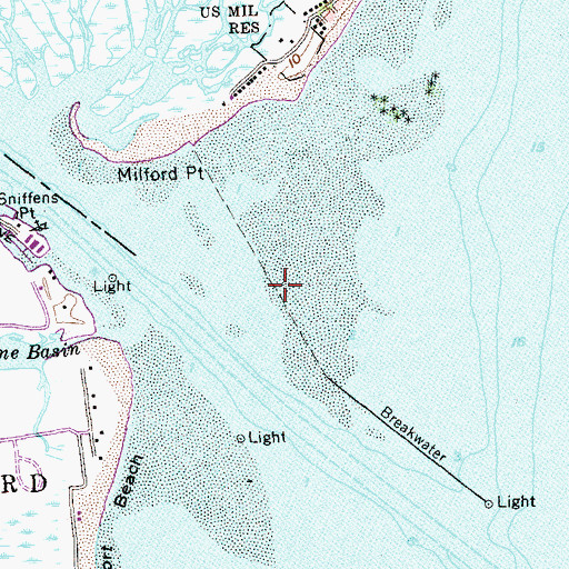 Topographic Map of Inner Breakwater, CT